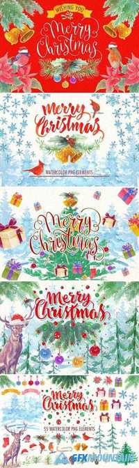  WATERCOLOR CHRISTMAS PNG ELEMENTS 1782924