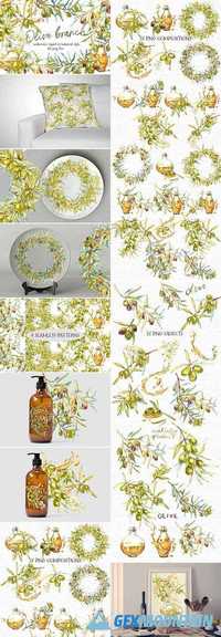 OLIVE. WATERCOLOR CLIPART 2041861