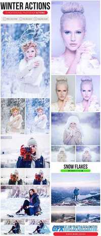 5 Professional Winter Actions + Snow Flakes Action 21058724