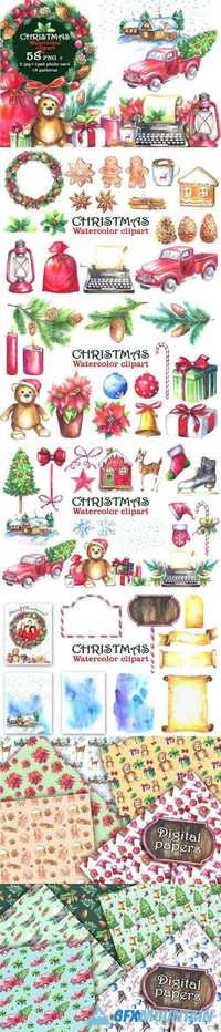 WATERCOLOR CHRISTMAS CLIPART - 2016923