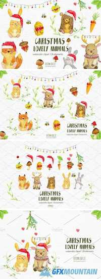 WATERCOLOR CHRISTMAS ANIMALS 1243154