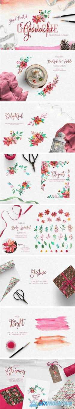 HAND PAINTED GOUACHE HOLIDAY FLORAL - 2099283