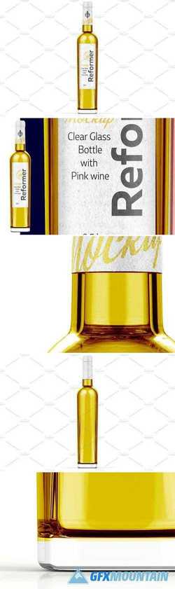 GLASS BOTTLE WITH WHITE WINE MOCKUP 2120644
