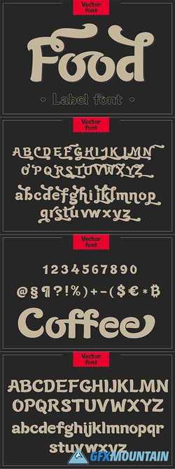 LabelFood font, vector letters 2200705