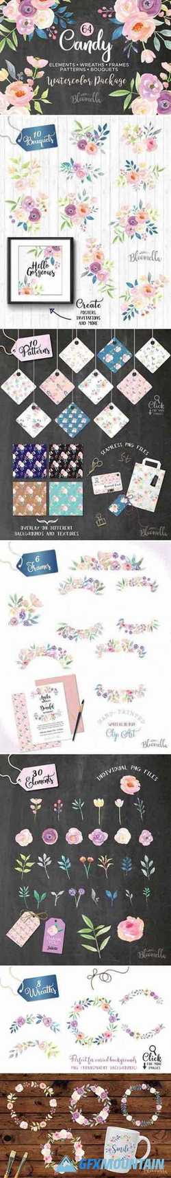 Candy Pastel Watercolor Flower Pack 2227773