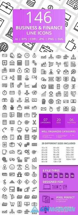 146 BUSINESS & FINANCE LINE ICONS 2230246