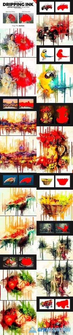 Dripping Ink Artist Painting Photoshop Action 21399581