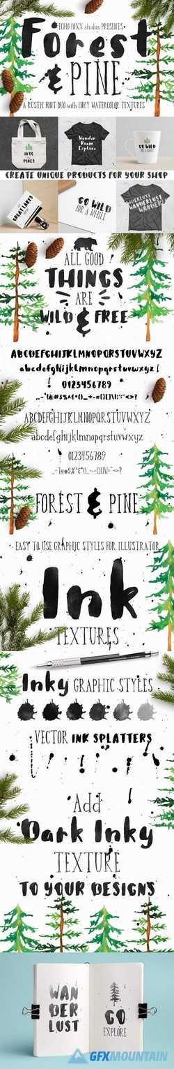 Forest & Pine Textured Font Bundle 2287776