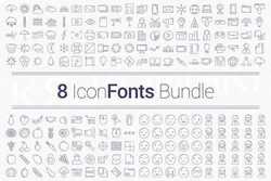 200 Icons in 8 Fonts - Bundle 2233165