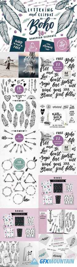 Boho Clip art and Lettering 2256228
