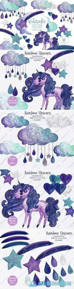 Purple & Navy Blue Rainbow Unicorn 2181914