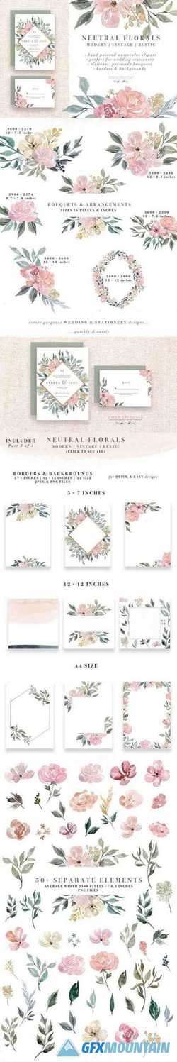 NEUTRAL WATERCOLOR FLOWER GRAPHICS 1588293