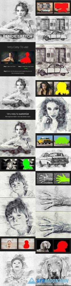 Pencil Sketch Photoshop Action Photo Effects 21683660