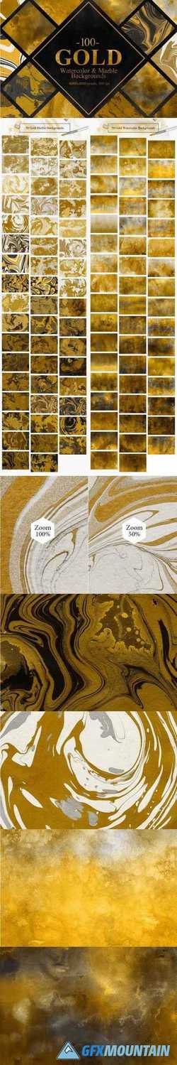 GOLD WATERCOLOR & MARBLE BACKGROUNDS - 2335814