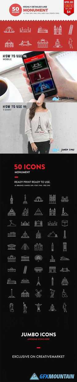 JI-Line Monument Icons Set 2248446