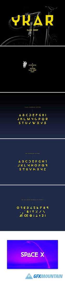 Ykar — futuristic sans serif font 2367507