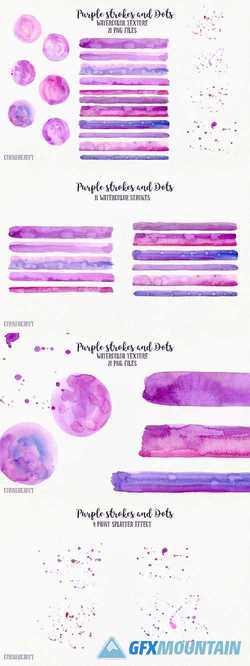 Watercolor Purple Texture Brush Strokes