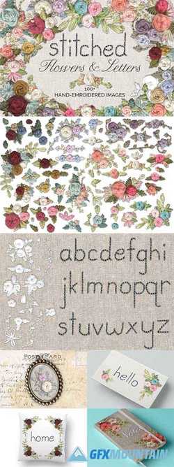 Stitched Flower & Letter Graphics 1566989