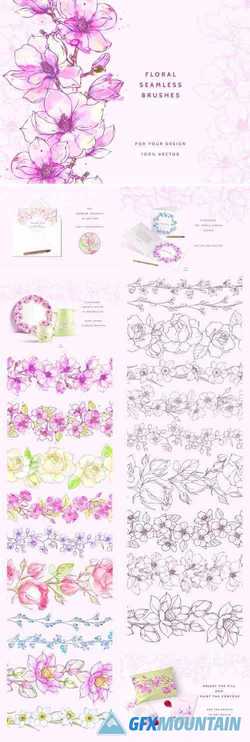 VECTOR FLORAL BRUSH СOLLECTION - 2424879