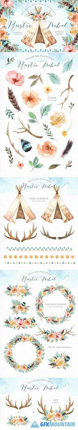 Rustic Tribal Watercolor Clip Art 2428340