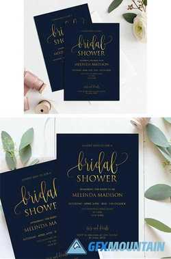 Navy Gold Bridal Shower Invitation 2555694