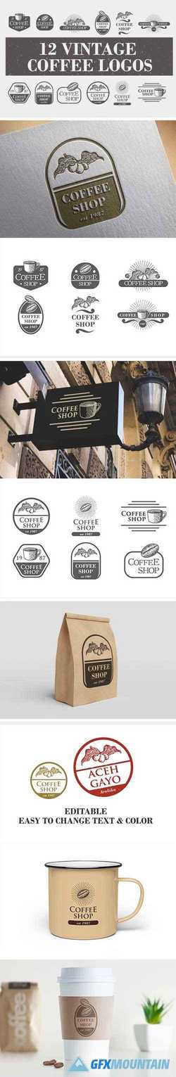 12 Vintage Coffee Logos & Badge 2478086