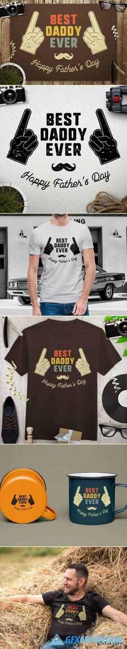 Best Daddy Ever Badge Fathers Day Retro Logo