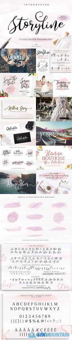 Storyline Font & Watercolour Pack 2579314