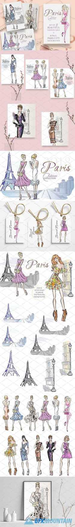 Set of 11 Fashion Girls in Paris 2414228