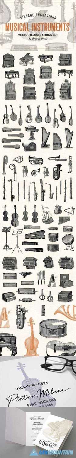 MUSICAL INSTRUMENTS ENGRAVINGS SET - 1900180