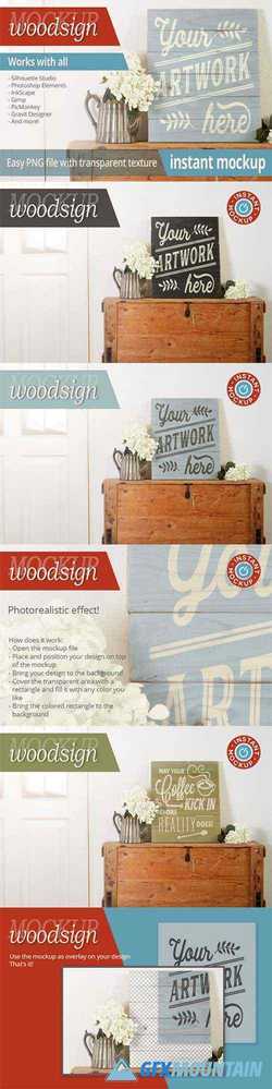 Instant png photorealistic woodsign mockup 3470103