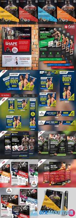 8 Colored Health Fitness and Gym Flyers PSD Templates