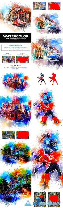 Watercolor Artist Painting Photoshop Action 22294640