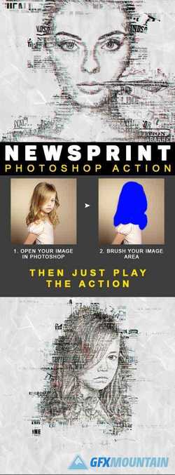 NewsPrint Photoshop Action 22238827