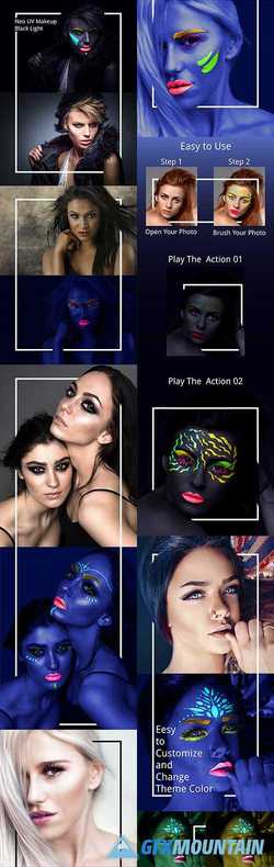 Neo UV Makeup Black Light Photoshop Action 22261749