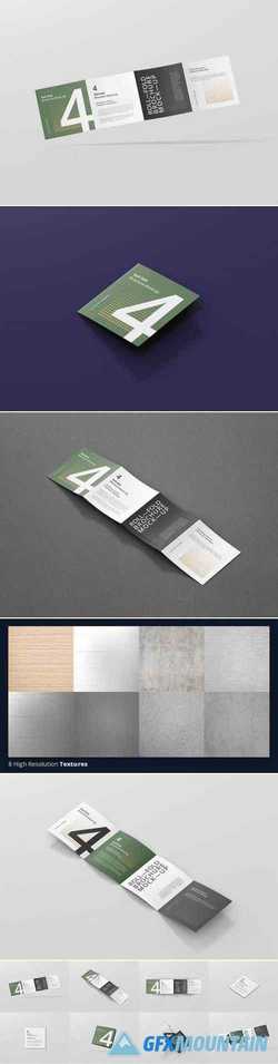Roll-Fold Brochure Mockup - Square Format
