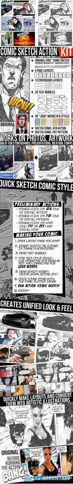 Comic Sketch Action Kit for Photoshop 22413442