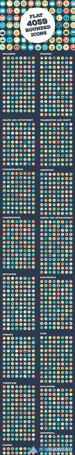 4059 FLAT ROUNDED VECTOR ICONS - 2211054