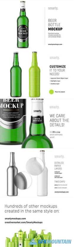 Green beer bottle mockup 2975524