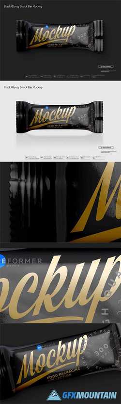 Black Glossy Snack Bar Mockup Free Graphic Templates Fonts Logos Icons Psd Ai