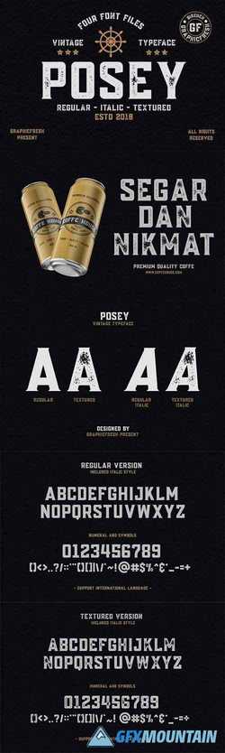Posey - Vintage Type  4 Font Files 3014246