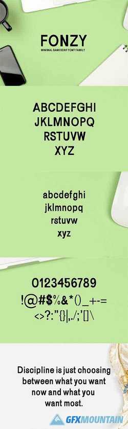 Fonzy Minimal Sans Serif 5 Font Pack 2250418