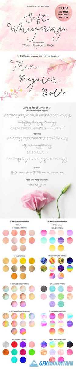 Soft Whisperings Font and 100 Extras 2327294