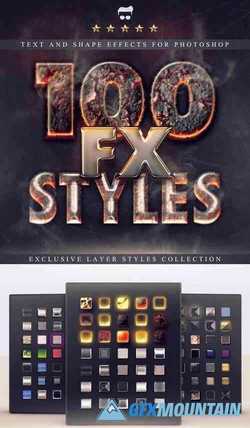 100 Layer Styles Bundle - Text Effects Set 3116716