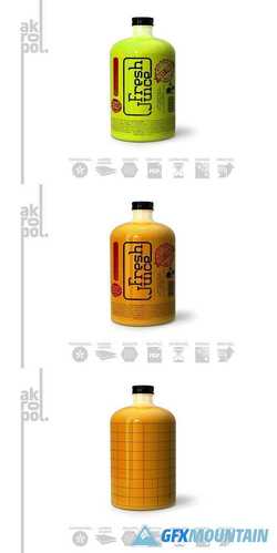 Juice Bottle Packaging Mock-Up 3047593