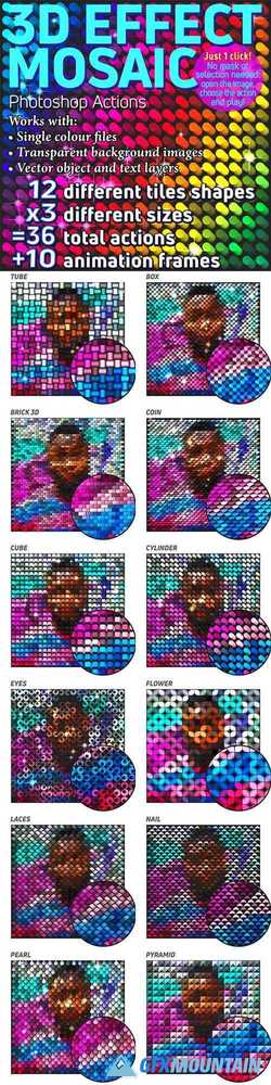 3D Effect Mosaic Photoshop Actions 23159000