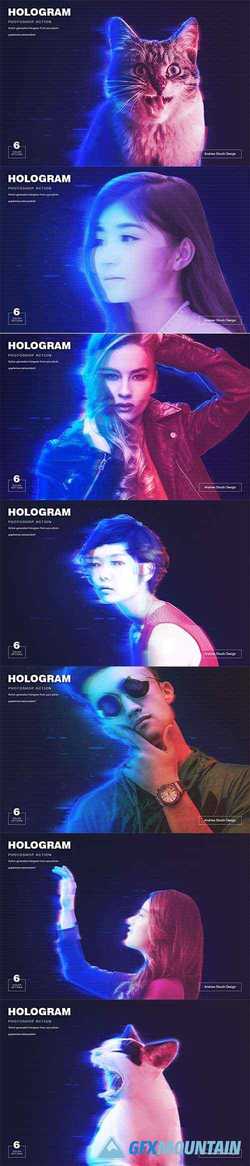 Hologram Photoshop Action 23245002