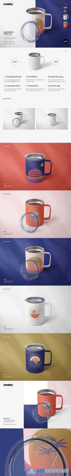 10oz Stainless Coffee Cup Mockup Set 3490965