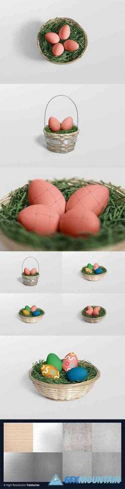Easter Egg Mockup Basket Edition PSD