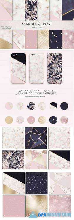 Marble Rose Gold Navy Textures - 2774387